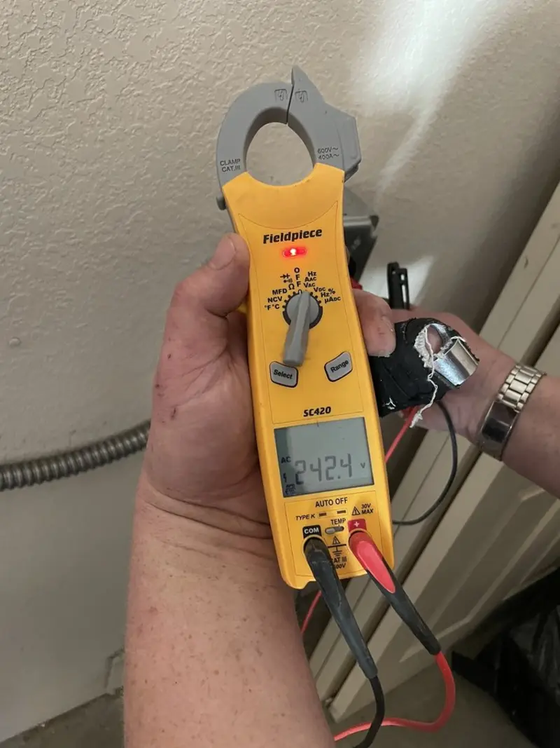 Voltage testing with clamp meter during Generator Installation in Vancleave